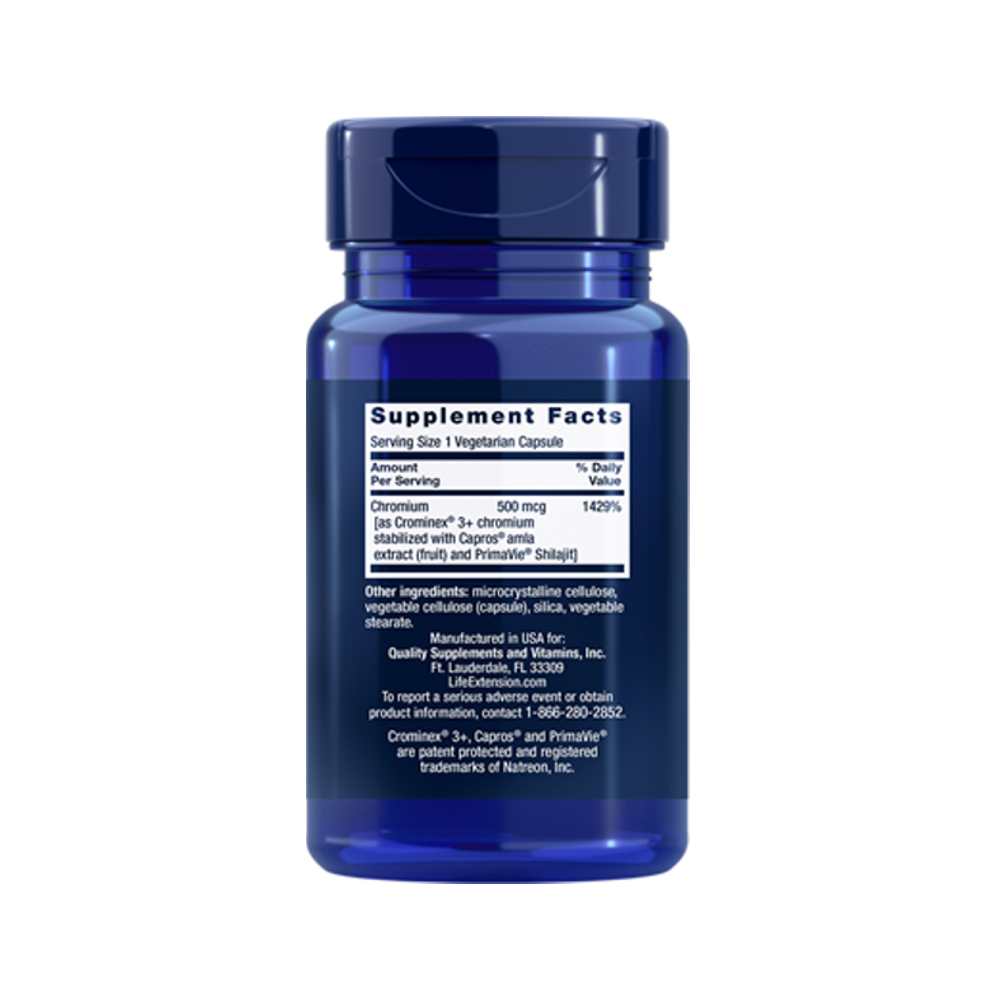 Life Extension Optimized Chromium with Crominex® 3+ 500 Mcg, 60 Vegetarian Capsules