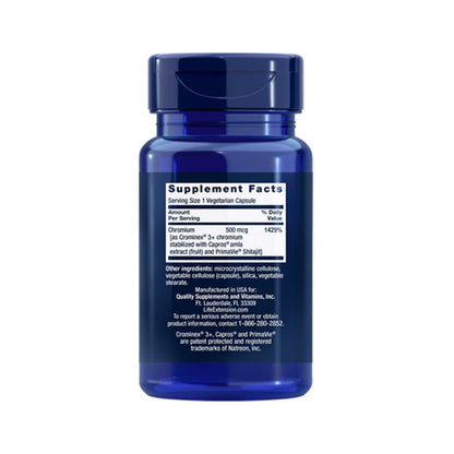 Life Extension Optimized Chromium with Crominex® 3+ 500 Mcg, 60 Vegetarian Capsules