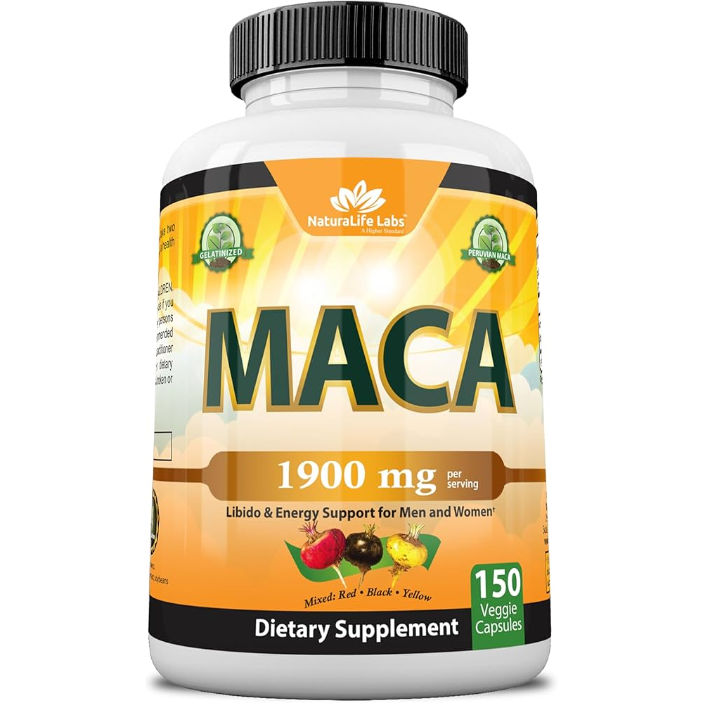 NaturalLife Labs Maca Root 1900MG - 150 Veggie Capsules | Peruvian Gelatinized Maca for Energy & Libido Support
