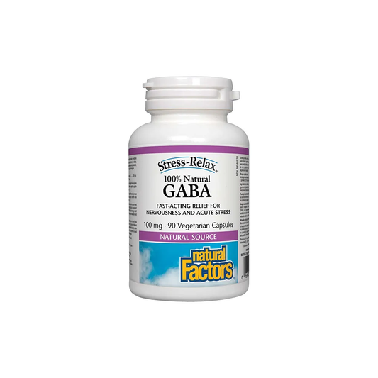 Natural Factors GABA 100MG - 90 Veggie Capsules | Fast Acting For Acute Stress