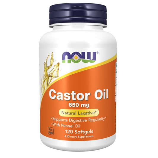 NOW Foods Castor Oil With Fennel Oil 650MG - 120 Softgels Natural Laxative