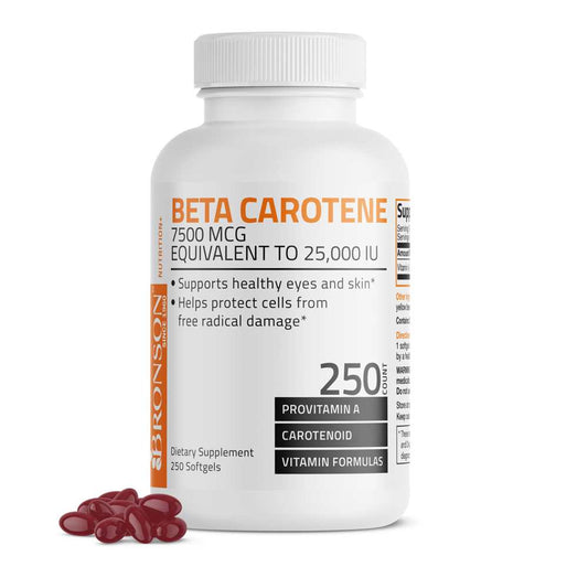 Bronson Vitamins Vitamin a Beta Carotene -7,500 Mcg (25,000 Iu), 250 Softgels