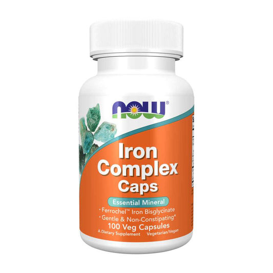 Now Foods Iron Complex – Gentle & Non-Constipating Iron Bisglycinate – 100 Veg Capsules