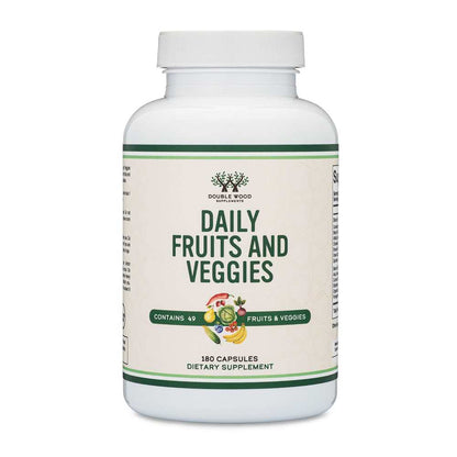 Double Wood Daily Fruits & Veggies – 49 Superfood Blend Capsules | 180