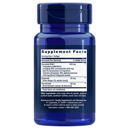 Life Extension Advanced Curcumin Elite™ Turmeric Extract, Ginger & Turmerones – 30 Softgels