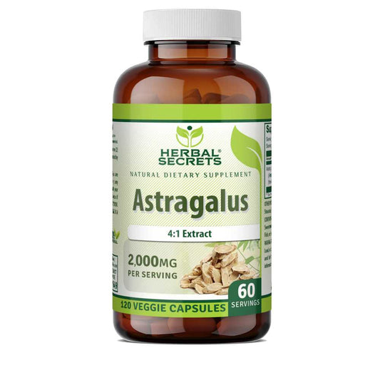 Herbal Secrets Astragalus Extract 2000 Mg per Serving 120 Veggie Capsules