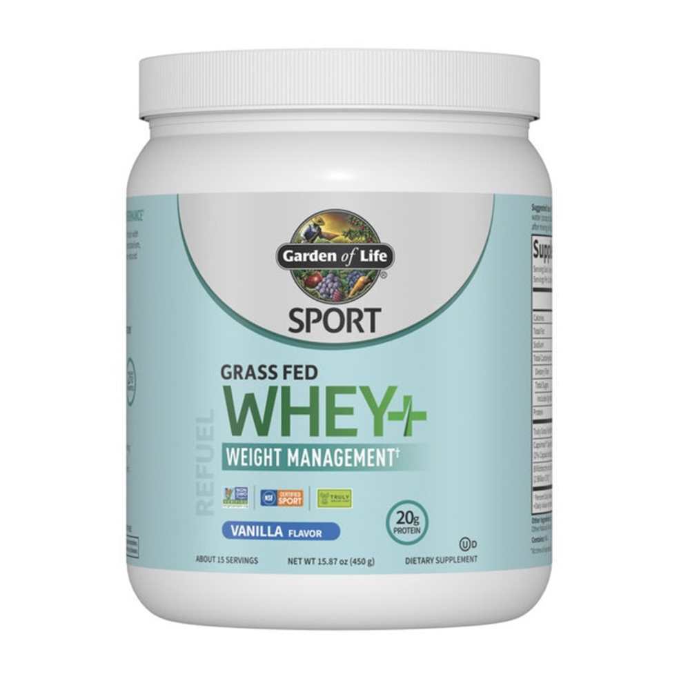 Garden of Life Sport Grass Fed Whey+ Weight Management Protein Powder - Vanilla 450g