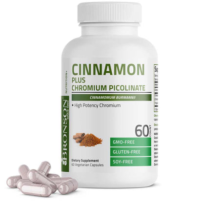 Bronson Vitamins Cinnamon 2000 Mg per Serving Plus Chromium 60 Caps