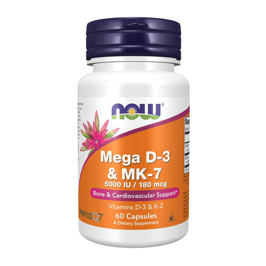 Now Foods Mega D-3 & Mk-7 – 5000 Iu Vitamin D3 + 180 Mcg Mk7 – 60 Capsules