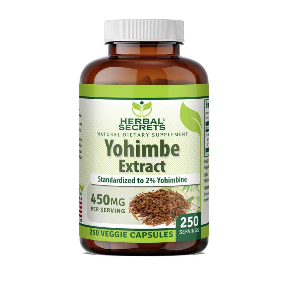Herbal Secrets Yohimbe Bark Extract 450 Mg 250 Veggie Capsules