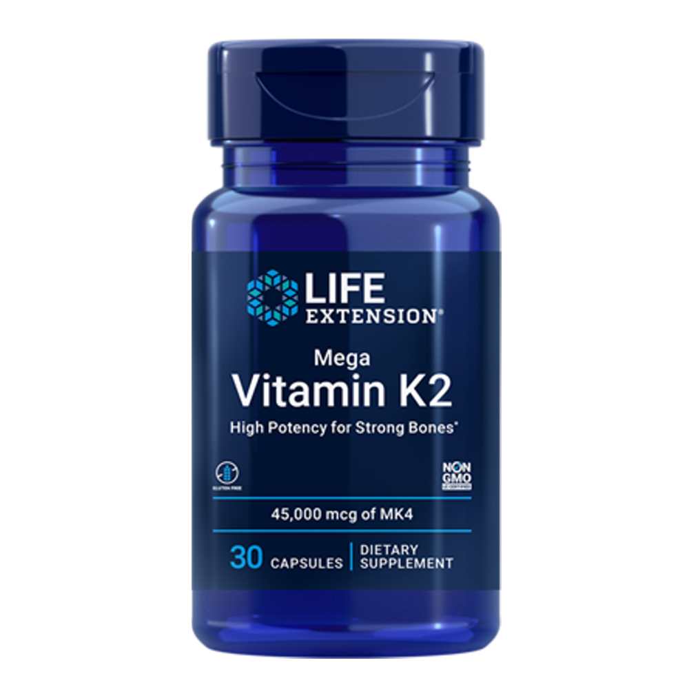 Life Extension Mega Vitamin K2 High Potency for Strong Bones 45000 Mcg (45 Mg), 30 Capsules