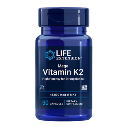 Life Extension Mega Vitamin K2 High Potency for Strong Bones 45000 Mcg (45 Mg), 30 Capsules
