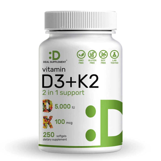 Deal Supplement Vitamin D3 K2 5000IU 250 Softgels