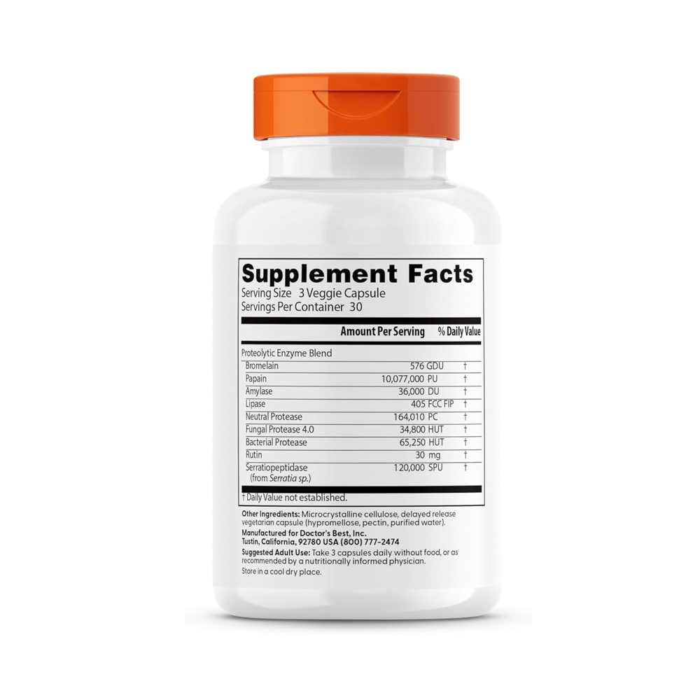 Doctor’s Best Proteolytic Enzyme Complex | 90 Delayed-Release Veggie Caps