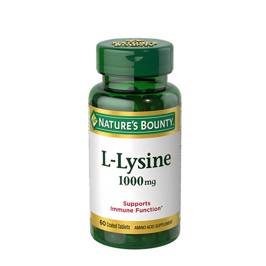 Nature's Bounty L-Lysine 1000mg – Immune Support & Collagen Synthesis, 60 Coated Tablets