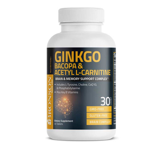 Bronson Vitamins Ginkgo, Bacopa & Acetyl L-Carnitine 30 Tabs