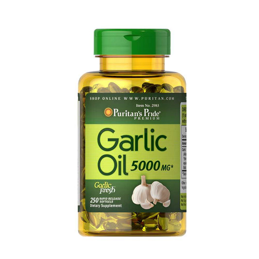 Puritan's Pride Premium Garlic Oil 5000mg, Garlic Fresh, 250 Softgels, Dietary Supplement