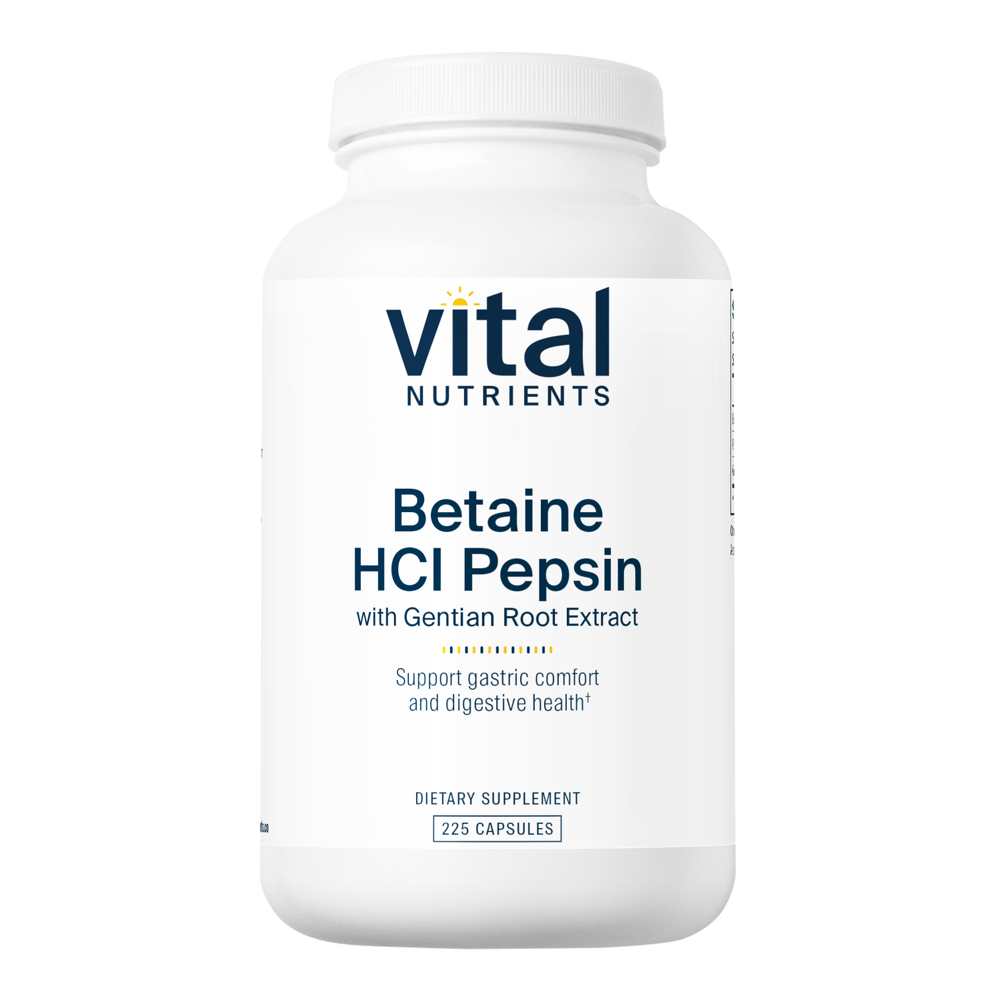 Vital Nutrients Betaine H Cl Pepsin Gentian Root Extract 225 Caps