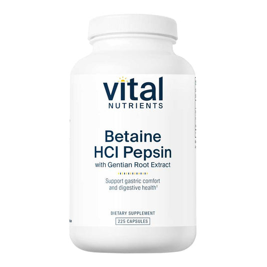 Vital Nutrients Betaine H Cl Pepsin Gentian Root Extract 225 Caps