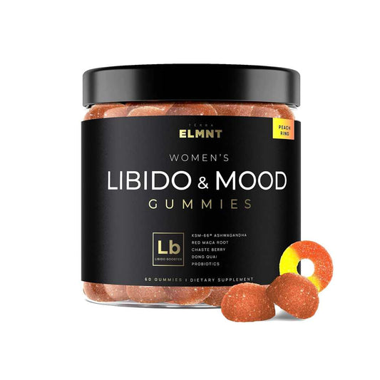 Terr Elmnt Women’s Libido & Mood Gummies – Peach Ring, Ksm-66 Ashwagandha, Maca, Dong Quai, Chaste Berry, Probiotics, 60 Gummies