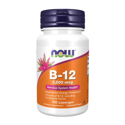 Now Foods B-12 2,000 Mcg – Triple-Form Co-Enzyme B12 for Energy & Nervous System Support – 100 Lozenges