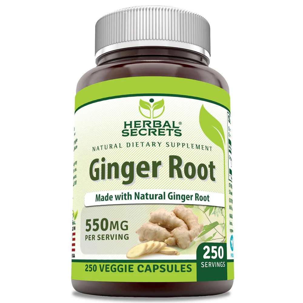 Herbal Secrets Ginger Root 550 Mg 250 Veggie Capsules