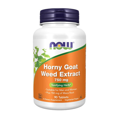 Now Foods Horny Goat Weed – 750mg Tonifying Blend with 150mg Maca | Energy & Libido Support | 90 Tablets