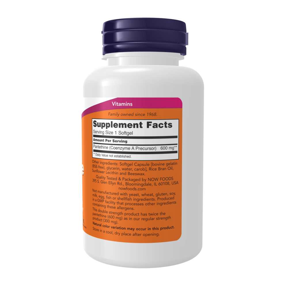 Now Foods Pantethine 600 Mg – Double Strength for Heart Health – 60 Softgels