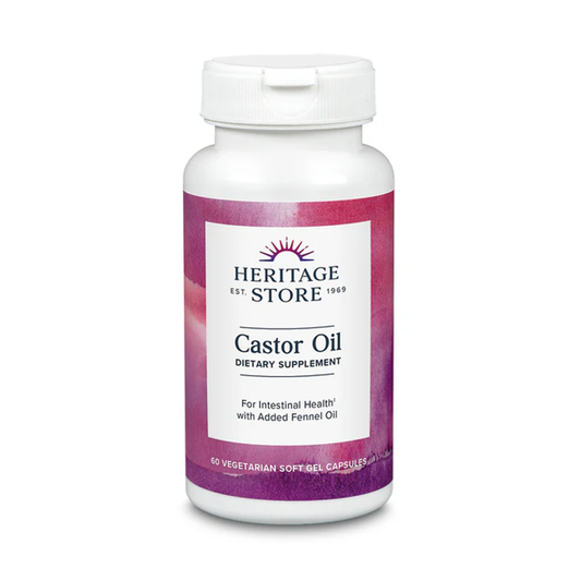 Heritage Store Castor Oil Capsules with Fennel Oil – 725mg Digestive Support Supplement