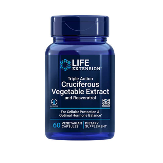 Life Extension Triple Action Cruciferous Vegetable Extract and Resveratrol 60 Vegetarian Capsules