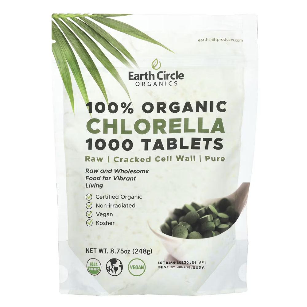 100% Organic Chlorella 1,000 Tablets - 8.75 oz By Earth Circle Organics