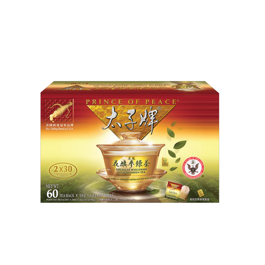 Prince of Peace American Ginseng with Green Tea - 60 Tea Bags