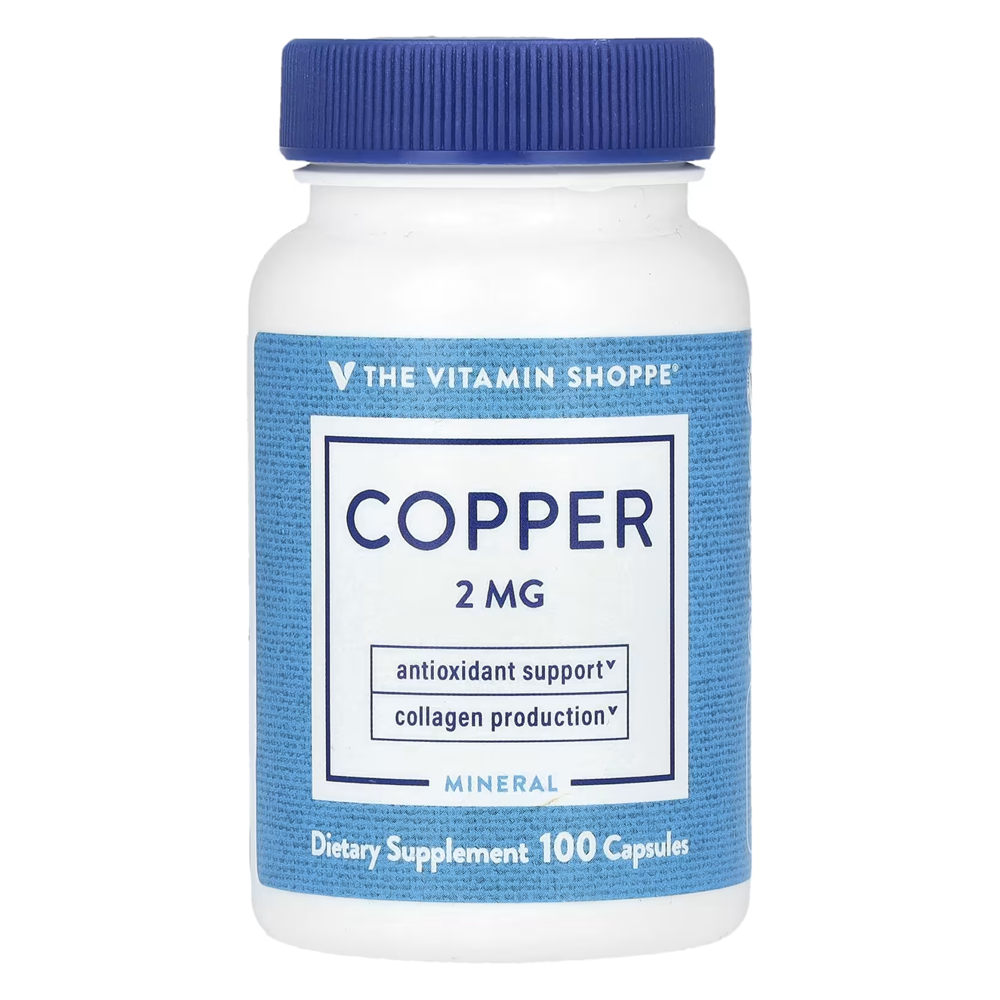 Copper 2MG Capsules By The Vitamin Shoppe - Antioxidant Support & Collagen Production