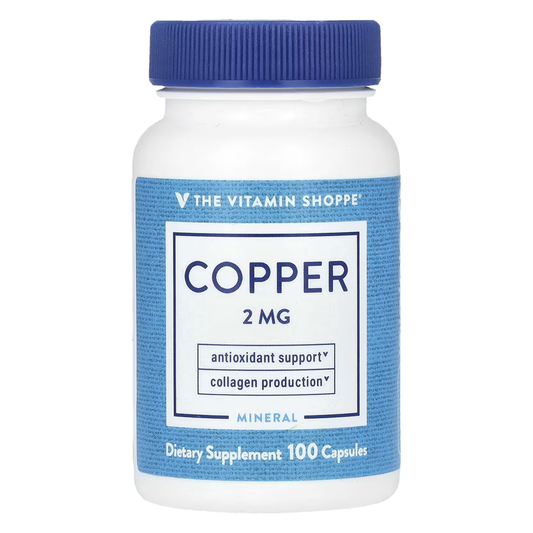 Copper 2MG Capsules By The Vitamin Shoppe - Antioxidant Support & Collagen Production