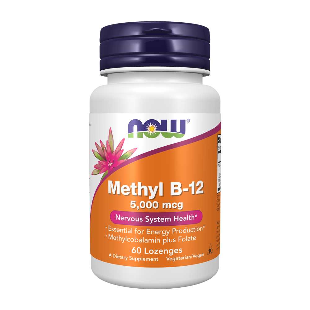 Now Foods Methyl B-12 5000 Mcg + Folate – Energy & Nerve Health – 60 Lozenges