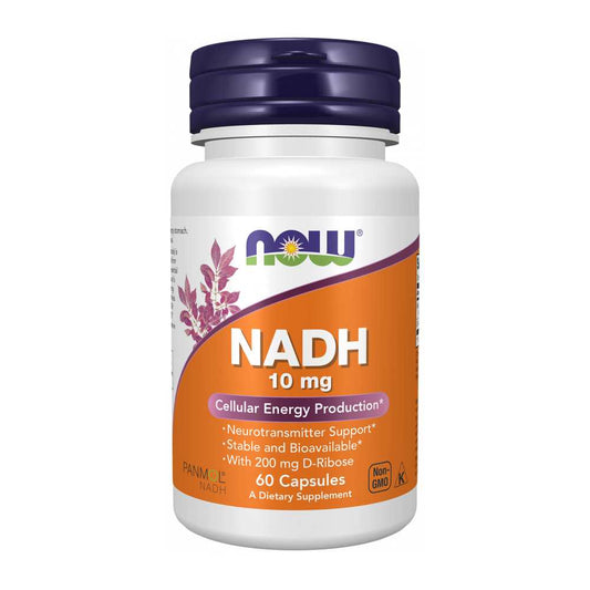 Now Foods Nadh 10mg with D-Ribose – Cellular Energy & Brain Support – 60 Capsules