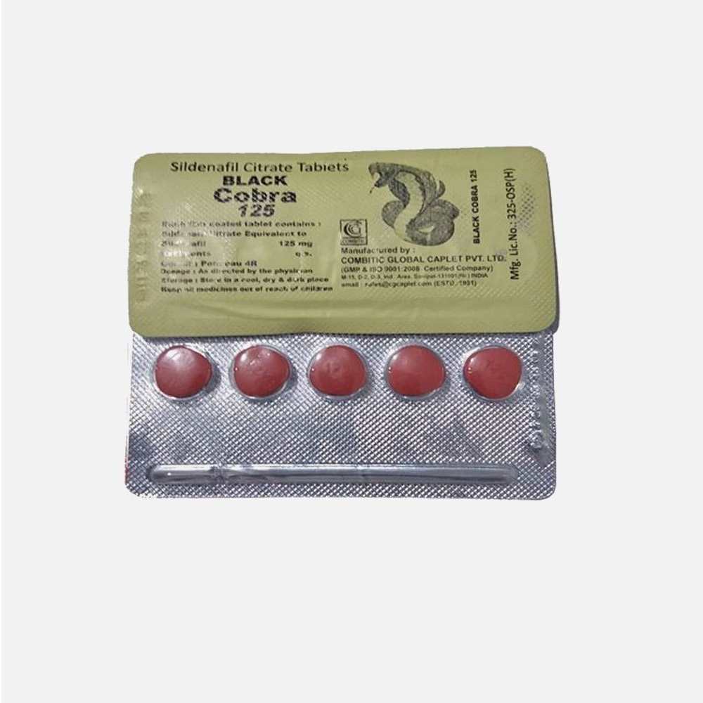 Black Cobra 125 Sildenafil Citrate Tablets – 125mg Erectile Dysfunction Treatment