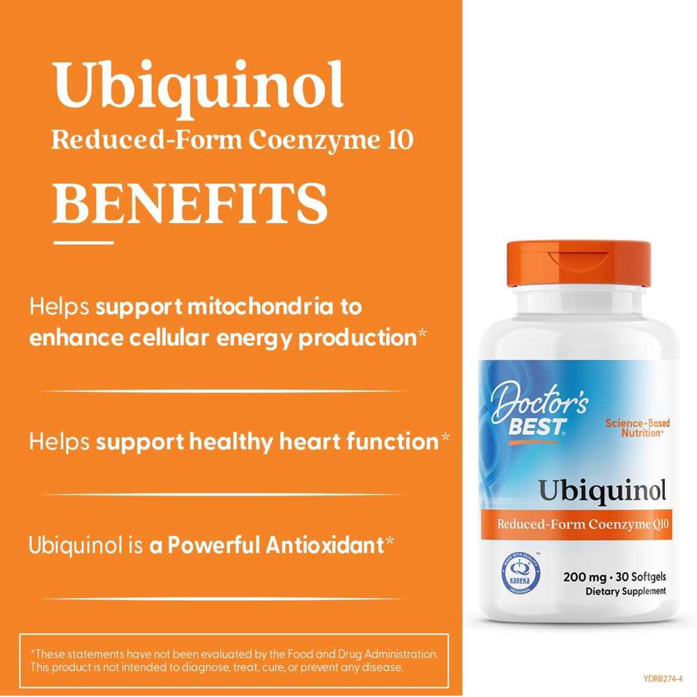 Doctor's Best Ubiquinol with Kaneka 200mg Softgels 30 Count