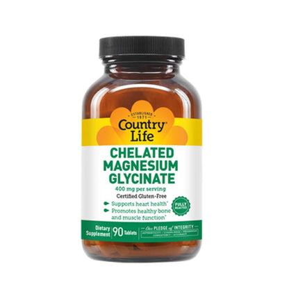 Country Life Vitamins Chelated Magnesium Glycinate 90 Tabs
