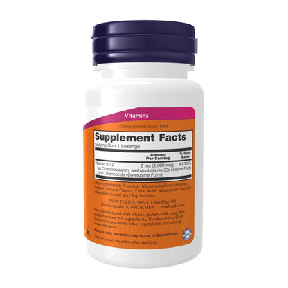 Now Foods B-12 2,000 Mcg – Triple-Form Co-Enzyme B12 for Energy & Nervous System Support – 100 Lozenges