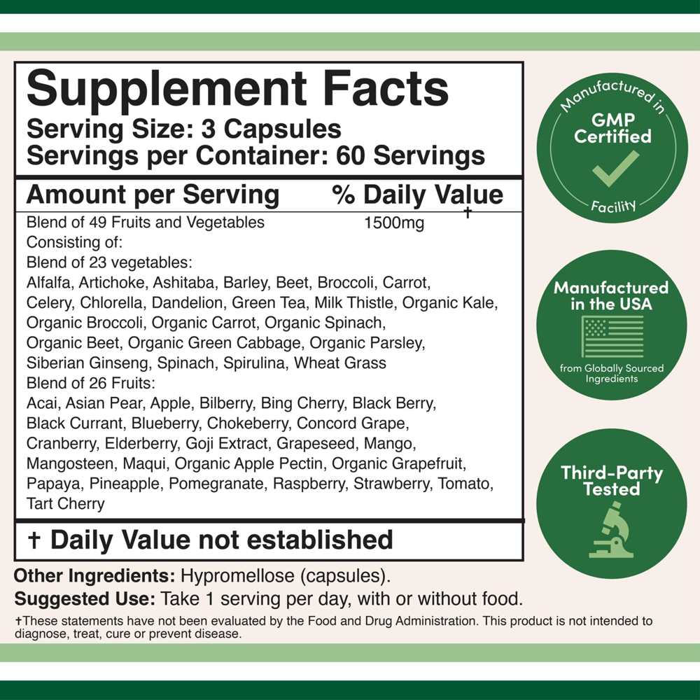 Double Wood Daily Fruits & Veggies – 49 Superfood Blend Capsules | 180