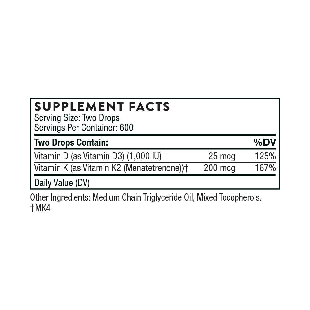 Thorne Vitamin D + K2 Liquid – 30ml