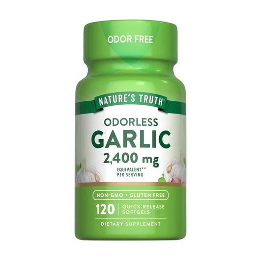 Nature's Truth Odorless Garlic 2400 Mg, Non-Gmo, Gluten-Free, 120 Quick Release Softgels – Supports Heart Health & Immune Function