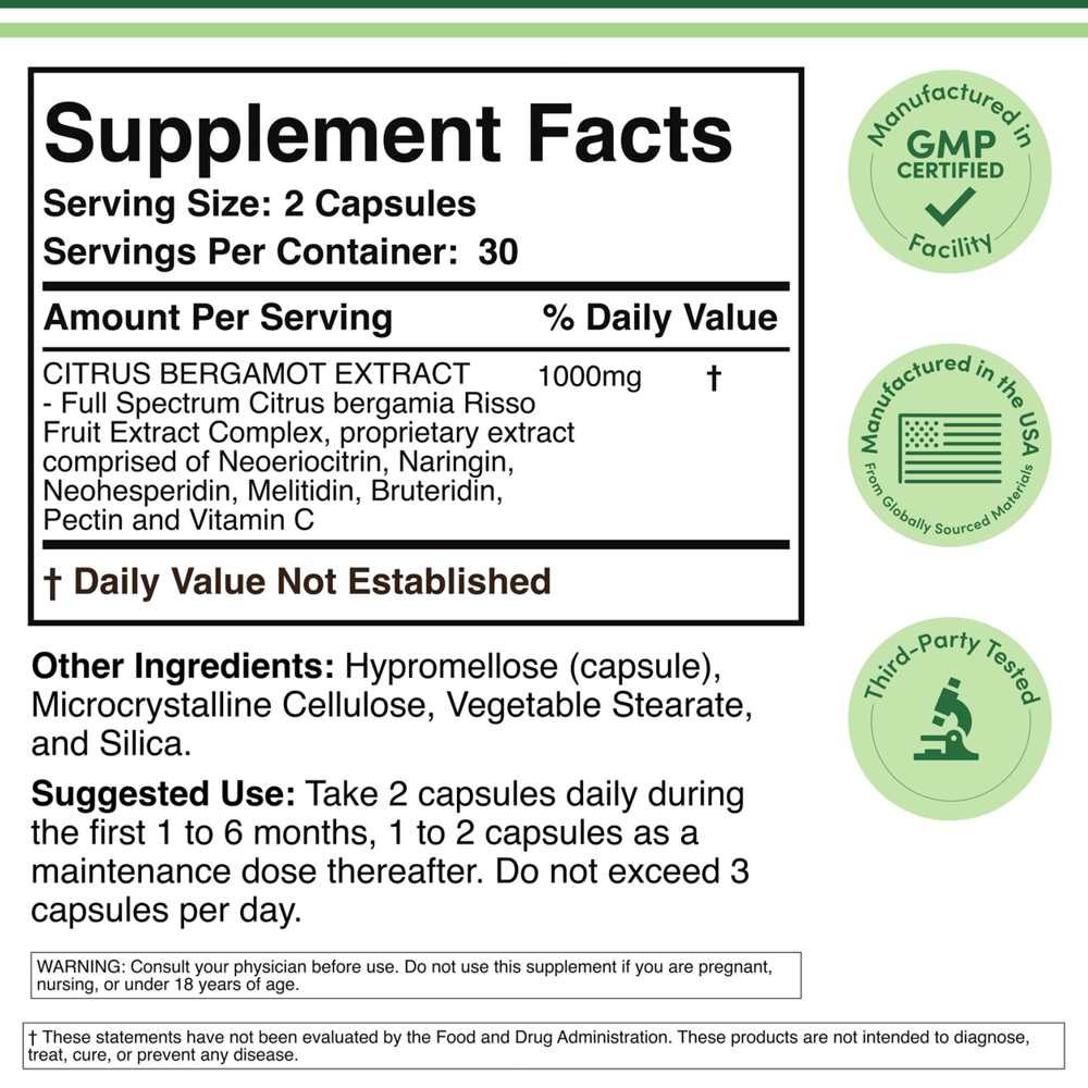 Double Wood Citrus Bergamot Extract 1000mg – 60 Capsules