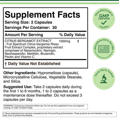 Double Wood Citrus Bergamot Extract 1000mg – 60 Capsules