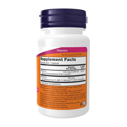 Now Foods Mega D-3 & Mk-7 – 5000 Iu Vitamin D3 + 180 Mcg Mk7 – 60 Capsules