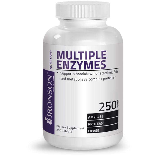 Bronson Vitamins Multiple Digestive Enzymes Amylase Protease Lipase - 250 Tablets