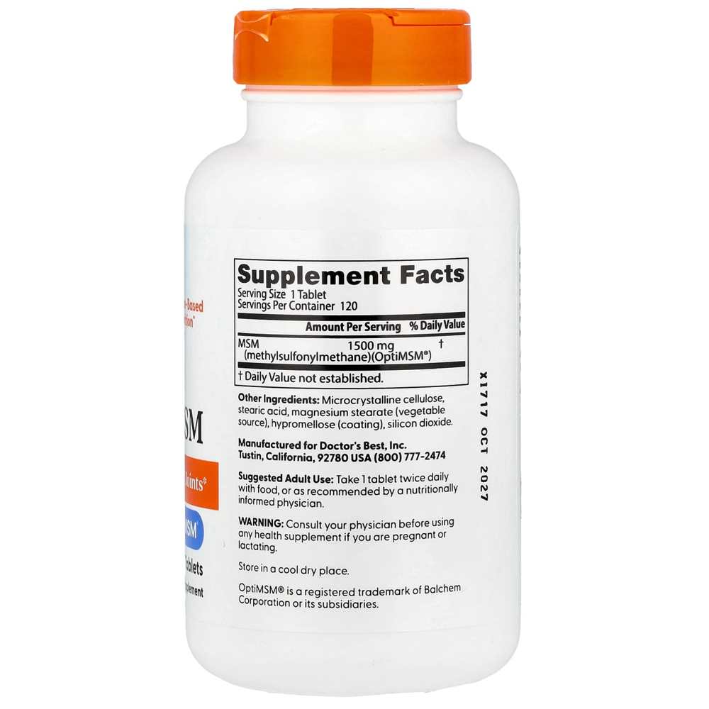 Doctor's Best Msm with Opti Msm, 1,500 Mg, 120 Tablets