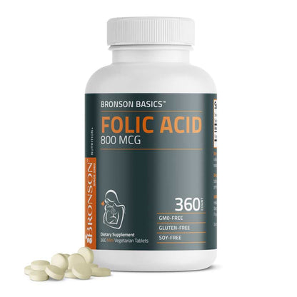 Bronson Vitamins Folic Acid 800 Mcg, 360 Tablets