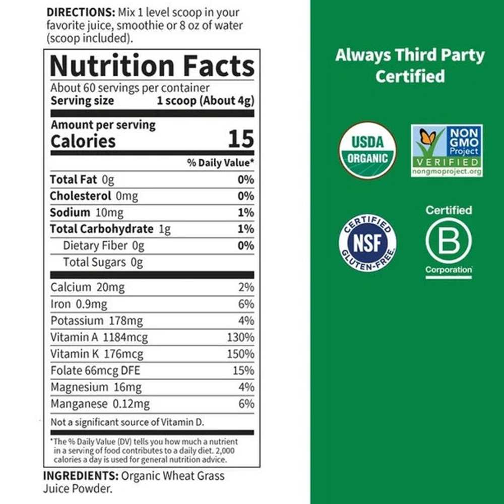 Garden of Life Raw Organic Perfect Food Wheat Grass Juice Powder 240g